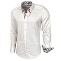 Baxboy Herren Hemd Karohemd Kariert Hemden Freizeit Business Party Bügelleicht Button-down Shirt B-507, Farbe:Weiß, Größe:M