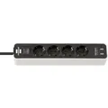 Brennenstuhl 1153240026 Steckdosenleiste mit Schalter 4fach Weiß, Schwarz Sch...