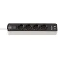 Brennenstuhl Ecolor Steckdosenleiste 4-fach, 2x USB-A, weiß