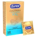 Durex Hautnah XXL Kondome 10 Stück, ultra dünn, groß, Easy-On, Silikongel
