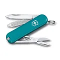 Victorinox Schweizer Taschenmesser, Klein, Classic SD, Multitool, Swiss Army Knife, Geschenk, 7 Funktionen, Klinge, Nagelfeile, Türkis
