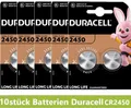 10 Stück Knopfzelle Duracell Long Life Lithium Batterie CR2450 DL2450 ECR2450