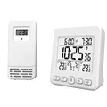 Miraval LCD Funk-Wetterstation mit Außensensor Wecker Funkuhr Kalender Datum 2 Alarme Bleuchteter Display (Weiß)
