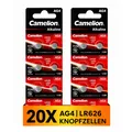 20x 377 LR626 AG4 Knopfzellen 1.5V | SR626SW SR66 V377 G4 Batterien für Uhren