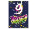 12 Einladungskarten zum 9. Kindergeburtstag Motto Feier Fest Einladung Set Geburtstag Mädchen Kinder Jungs Jungen Boys Teenies Unisex Graffiti Jugendstill modern bunt grün lila neon
