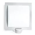 Steinel Außenleuchte L 20 S silber, Wandleuchte mit 180° Bewegungsmelder, Max. 10 m Reichweite, schlagfest, E27, Max. 60 W