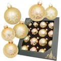 Krebs Glas Lauscha Weihnachtsbaumkugel Schneeflocke goldfarben (16 St), Weihnachtsdeko, Christbaumschmuck, Christbaumkugeln aus Glas goldfarben