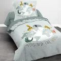 Kinderbettwäsche Set 2-teilig mit Tieren und Erdball - Decke 135x200 + Kissen 80x80 cm mit Reißverschluss - Bettwäsche für Jungen und Mädchen - 100% Baumwolle, Renforcé, Hautfreundlich, Oeko-Tex