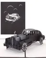 Pop Up Karte Oldtimer“ in Silber & Schwarz - 3D Geburtstagskarte, Glückwunschkarte & Karte zum Führerschein mit 3D Auto Modell als Geschenk, Geschenkverpackung und Reisegutschein