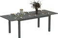 Outsunny Gartentisch Erweitert Aluminium 160/220x90 cm Wetterfest Balkontisch, rutschfest Buffettisch Campingtisch für 6-8 Personen, Outdoor Essisch für Garten, Terrasse Balkon Grau