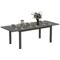 Outsunny Gartentisch Ausziehbar Aluminium Balkontisch 160/220x90 cm Wetterfest Ausziehbar Buffettisch für 6-8 Personen, Outdoor Esstisch für Garten, Terrasse Balkon Grau