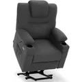 M Mcombo Fernsehsessel Mit Aufstehhilfe Elektrisch, Relaxsessel Mit Liegefunktion, Massagesessel Mit Wärmefunktion, 2 Motoren, Für Wohnzimmer, Mikrofaser-stoff, 7565 (dunkelgrau)