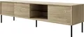 Selsey Modity - TV-Schrank 3-türig mit Glasregal und Beleuchtung, 175 cm, Holzoptik Eiche