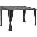 Outsunny Pergola Gazebo Aluminium Metall Dunkelgrau 365L x 255B x 205/242H cm