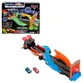 Mattel DISNEY Pixar Cars Spielset - 2 x Leuchtende Rennautos Starter und Überkreuz Neonrennstrecke, 2 Spielmöglichkeiten, Zielflagge, leuchtende Setteile, für Kinder ab 4 Jahren, HPD80