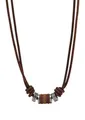 Fossil Kette mit Anhänger Schmuck Geschenk Edelstahl Leder