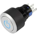 TRU COMPONENTS 1303031 LAS1-AWY-11T/B/12V/P Drucktaster 250 V/AC 3 A 1 x Aus/(Ein) tastend Blau IP65 1 St.
