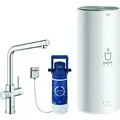 Grohe Red Duo Einhand-Spültischarmatur Set, Ausladung 221mm, L-Auslauf, mit GROHE Red Boiler Größe L, 30325001 - Silber