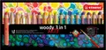 STABILO - Buntstift, Wasserfarbe & Wachsmalkreide - woody 3 in 1 - ARTY - 18er P