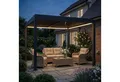 Outsunny Pergola mit LED-Beleuchtung, Fernbedienung, verstellbar Lamellendach, BxTxH: 300x300x250 cm, (Pavillon, 4-tlg., Terrassenüberdachung), Dunkelgrau