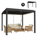 Pergola 3x3 m Aluminium Terrassenüberdachung mit LED-Beleuchtung Fernbedienung