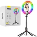 RGB LED Ringlicht mit 230cm Stativ + Selfie Auslöser Ring Light Akku P-50 25 cm