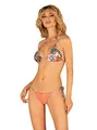 Obsessive - Damen Bikini Set Tropicanes l Triangle Top l Low Cut Bottom l Badeanzug l Zweiteilig l Wendbar l Verstellbar l Geblümte Oder Einfarbige Seite l Größe L