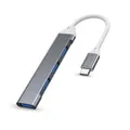 Montegoni 4-Port USB 3.0 Hub, Typ-C-Splitter, 5 Gbit/s für PC & Zubehör Computer-Kabel, Hochgeschwindigkeits-Datenübertragung, Kompatibilität