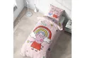 MTOnlinehandel Kinderbettwäsche Peppa Smile, 135x200 + 80x80 cm, Geschenkidee für Mädchen, Peppa Pig, Mikrofaser, 2 teilig, Peppa Wutz, George, rosa