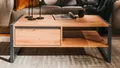 Couchtisch Beistelltisch Wohnzimmer Denton Artisan Oak anthrazit Schubkasten