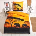 Traumschlaf Mako-Satin Bettwäsche Afrika gelb 135x200 cm + 80x80 cm