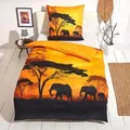 Traumschlaf Mako-Satin Bettwäsche Afrika gelb 135x200 cm + 80x80 cm - gelb
