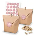 itenga Set 24x Tüten Gastgeschenk Sticker Fisch Danke rosa Kommunion Taufe Deko