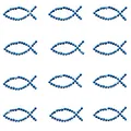Oblique Unique® 12 Stück Fisch Sticker Strass Steine Königsblau zum Verzieren oder Aufkleben oder Einkleben von Karten - Kommunion Taufe Deko Tischdeko