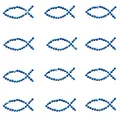 Fisch Sticker Strass Steine Königsblau Deko - Kommunion Taufe Deko Tischdeko