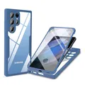 360 Grad Hülle Kompatibel mit Samsung Galaxy S21 Ultra | Handyhülle mit eingebautem Displayschutz für Galaxy S21 Ultra | Blau