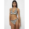 Bikini-Hose MARC O'POLO "Classic Stripes", Damen, Gr. S, N-Gr, schwarz-weiß (schwarz, weiß), Polyamid, Elasthan, längsgestreift, modisch, Badehosen, mit kleinem Logoschirftzug