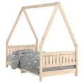 vidaXL Kinderbett, Kinder Bettgestell mit robusten Latten, Hausbett für Kleinkinder ab 4 Jahren, Einzelbett Kinder Jugendbett Holzbett, 80x160 cm Massivholz Kiefer