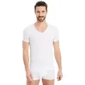 FINN Design Unterhemd Business Unterziehshirt Herren Kurzarm mit V-Ausschnitt Das perfekte T-Shirt für Männer unter Hemd und Anzug weiß XXL