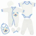 Blue Eyes Baby Geschenk Set – 6 Teiliges Neugeborenen Geschenkbox Set aus 100% Baumwolle, OEKO-TEX, Premium Erstausstattung zur Geburt 0–4 Monate, für Jungen (Panda-Blau)