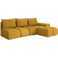 Mirjan24 Ecksofa, Currygelb, Textil, 5-Sitzer, Ottomane rechts,L-Form, 270x183 cm, Wohnzimmer, Sofas & Couches, Wohnlandschaften, Ecksofas