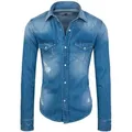 Rock Creek Jeanshemd Herren Jeanshemd Hellblau RC-013 blau M