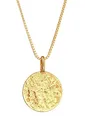 Kuzzoi Herren Silber Halskette mit Coin Anhänger Rund (15 mm), Halskette für den Mann in 925 Sterling Silber vergoldet, Goldkette für Herren mit runden Plättchen Anhänger handgearbeitet