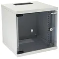 HMF 63406-07 Netzwerkschrank, Serverschrank 10 Zoll | 6 HE | 300 mm Tiefe | Voll montiert | Glastür | Lichtgrau