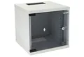 HMF Serverschrank Netzwerkschrank, Serverschrank 10 Zoll, 6 HE, 300 mm Tiefe, Voll montiert, Glastür, Lichtgrau