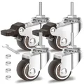 HOLKIE Lenkrollen Rollen für Möbel 25mm Möbelrollen Klein Gummirollen Transportrollen mit Bremsen M6-1 x 20mm (Stem Diameter 6mm Stem Length 20mm) Gesamttragfähigkeit 40kg (2 mit Bremsen und 2 ohne)