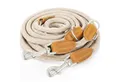 Rudelkönig Hundeleine Hundeleine 2,25m mit Leder, Elegante Führleine für große Hunde, Leder, Polyester (1-tlg), 3-fach verstellbare Tauleine