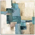 Wandbild ARTLAND "Abstrakte Karos beige-türkis", blau (farbe bild(er): blau), B:70cm H:70cm, Bilder, als Alubild, Outdoorbild, Leinwandbild, Poster in verschied. Größen
