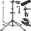 KESSER® Fahrradmontageständer Profi 50kg - 360° drehbar für E-Bike, Mountainbike & Fahrrad, höhenverstellbarer Reparaturständer, mit Werkzeugablage, Tragetasche & Schnellspanner, Anthrazit