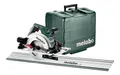 metabo Handkreissäge KS 55 FS Set - 1200 W, 160 mm Sägeblatt-Ø, 55 mm Schnitttiefe - Aluminium-Druckguss, Präzisionsschnitte, rutschfester Griff - Inkl. Kunststoffkoffer, Führungsschiene und Zubehör